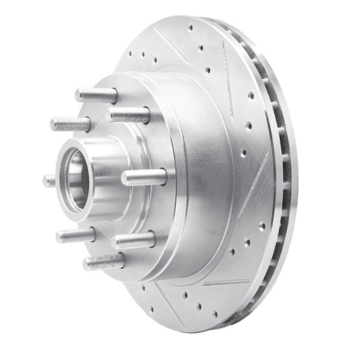 R1 95-07 Ford E-250 Econoline Front Right Drilled & Slotted Silver Brake Rotor