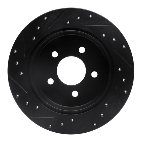R1 91-95 Ford Crown Victoria Rear Right Drilled & Slotted Black Brake Rotor