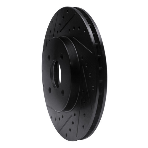 R1 02-04 Ford Focus Front Left Drilled & Slotted Black Brake Rotor