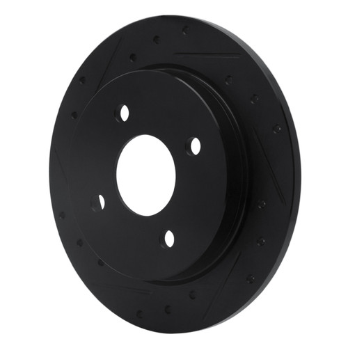 R1 01-19 Ford Fiesta (USA/Canada) Rear Left Drilled & Slotted Black Brake Rotor