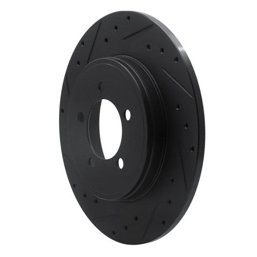 R1 03-05 Lincoln AVIATOR Rear Left Drilled & Slotted Black Brake Rotor