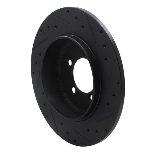 R1 03-05 Lincoln AVIATOR Rear Left Drilled & Slotted Black Brake Rotor