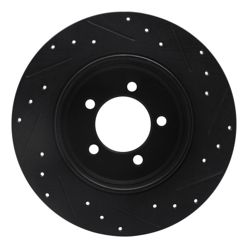 R1 03-05 Lincoln AVIATOR Rear Left Drilled & Slotted Black Brake Rotor