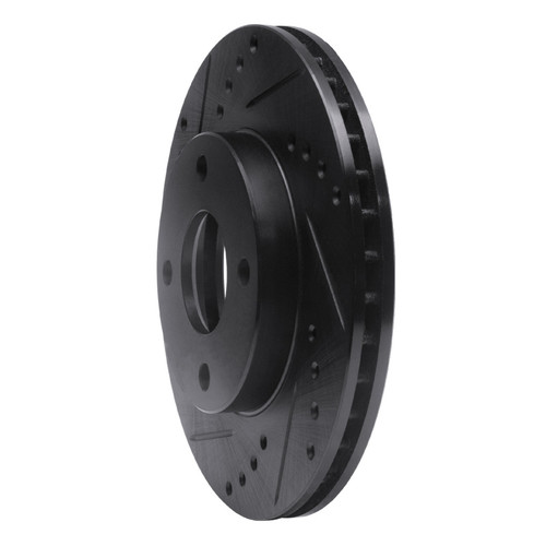 R1 00-15 Ford Focus Front Left Drilled & Slotted Black Brake Rotor