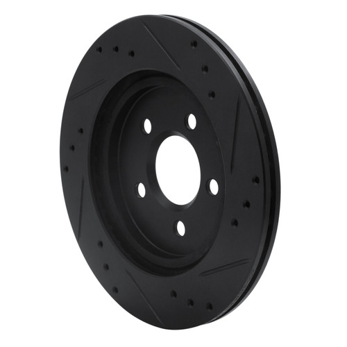 R1 00-06 Ford Thunderbird Rear Left Drilled & Slotted Black Brake Rotor