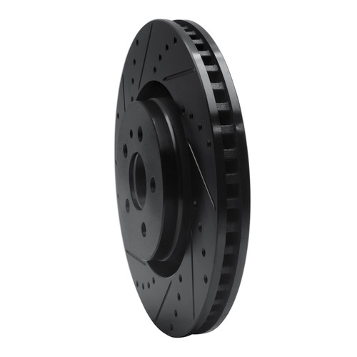 R1 15-21 Ford Edge Front Left Drilled & Slotted Black Brake Rotor