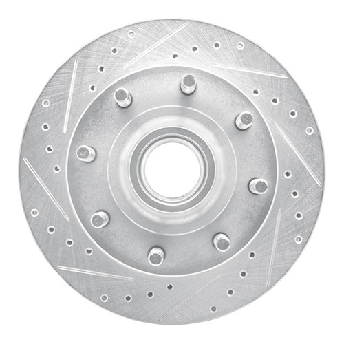 R1 86-94 Ford E-250 Econoline Front Left Drilled & Slotted Silver Brake Rotor