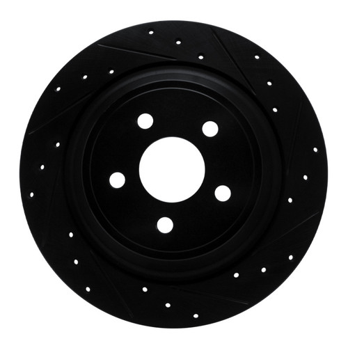 R1 15-24 Ford Fusion Rear Right Drilled & Slotted Black Brake Rotor