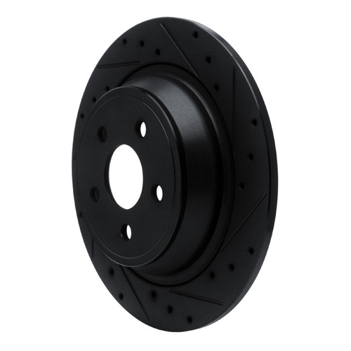 R1 15-24 Ford Fusion Rear Right Drilled & Slotted Black Brake Rotor