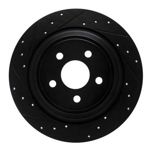 R1 15-24 Ford Fusion Rear Left Drilled & Slotted Black Brake Rotor