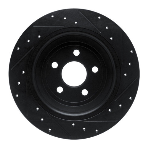 R1 15-24 Ford Fusion Rear Left Drilled & Slotted Black Brake Rotor