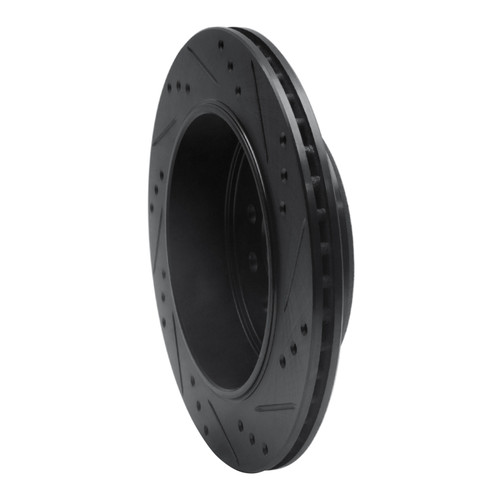 R1 03-11 Lincoln Town Car Rear Left Drilled & Slotted Black Brake Rotor ECB-55003L