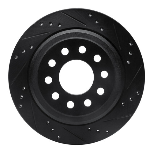 R1 03-11 Lincoln Town Car Rear Right Drilled & Slotted Black Brake Rotor ECB-55003R