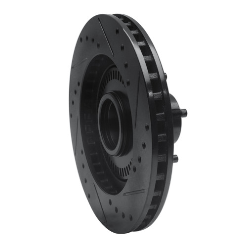 R1 87-92 Lincoln Mark VII Front Left Drilled & Slotted Black Brake Rotor