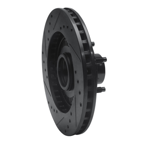 R1 87-92 Lincoln Continental Front Right Drilled & Slotted Black Brake Rotor