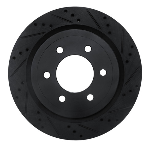 R1 18-21 Ford F-150 RWD Rear Right Drilled & Slotted Black Brake Rotor