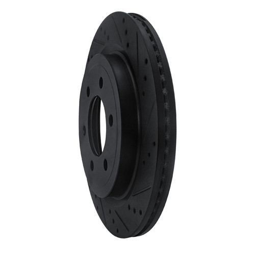 R1 18-21 Ford F-150 RWD Rear Right Drilled & Slotted Black Brake Rotor