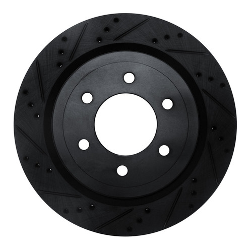 R1 18-21 Ford F-150 4WD Rear Left Drilled & Slotted Black Brake Rotor