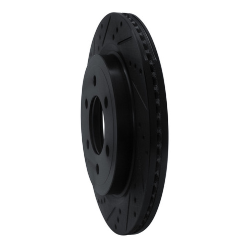 R1 18-21 Ford F-150 4WD Rear Left Drilled & Slotted Black Brake Rotor