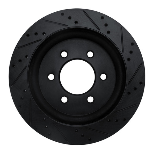 R1 18-21 Ford F-150 4WD Rear Left Drilled & Slotted Black Brake Rotor