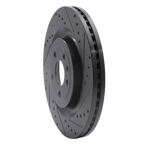 R1 13-19 Ford Flex Front Right Drilled & Slotted Black Brake Rotor