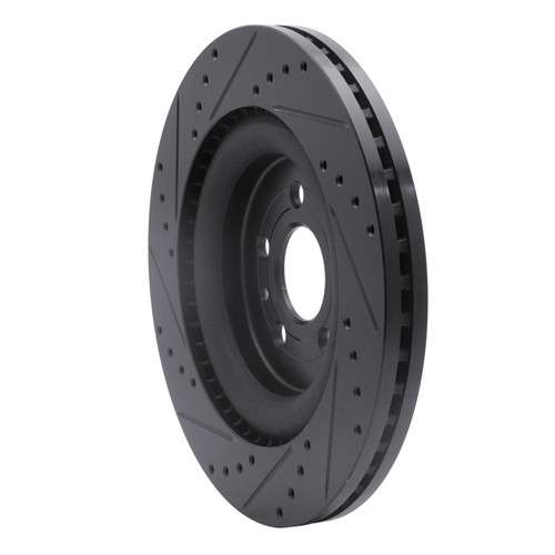 R1 13-19 Ford Flex Front Right Drilled & Slotted Black Brake Rotor