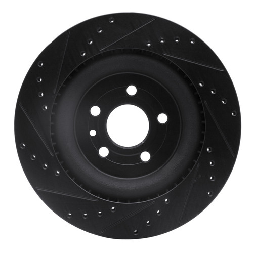 R1 13-19 Ford Flex Front Right Drilled & Slotted Black Brake Rotor