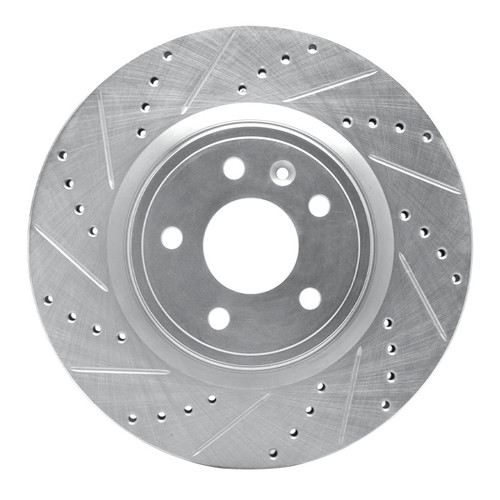 R1 11-19 Ford Explorer Front Left Drilled & Slotted Silver Brake Rotor