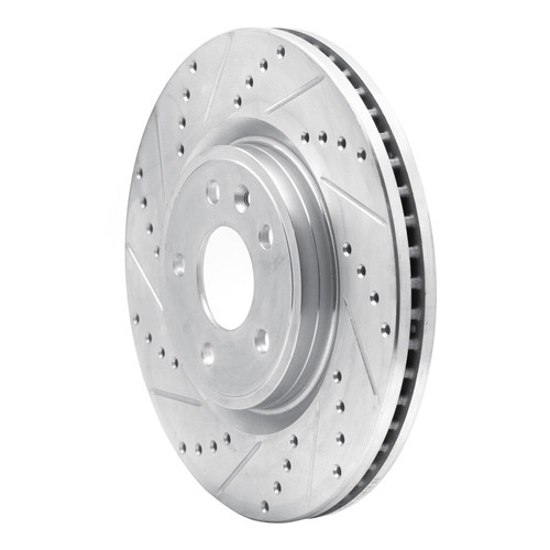 R1 11-19 Ford Explorer Front Left Drilled & Slotted Silver Brake Rotor