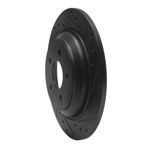 R1 16-25 Ford Focus Rear Right Drilled & Slotted Black Brake Rotor