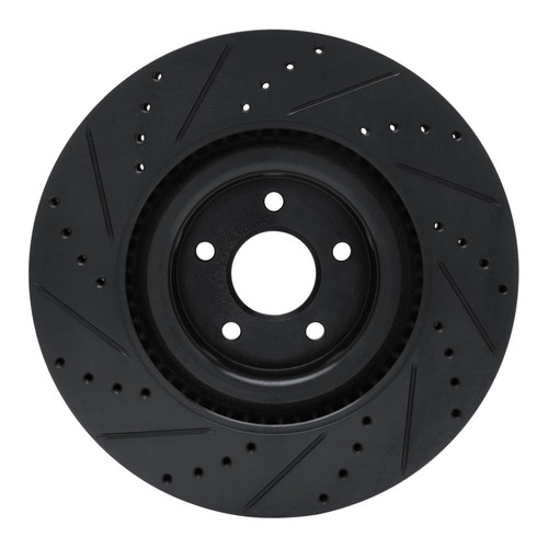 R1 16-18 Ford Focus Front Right Drilled & Slotted Black Brake Rotor