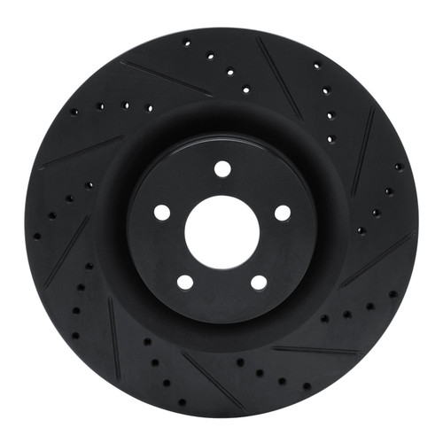 R1 16-18 Ford Focus Front Right Drilled & Slotted Black Brake Rotor