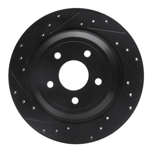 R1 16-25 Ford Escape Rear Left Drilled & Slotted Black Brake Rotor