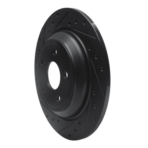 R1 16-25 Ford Escape Rear Left Drilled & Slotted Black Brake Rotor