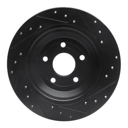 R1 16-25 Ford Escape Rear Left Drilled & Slotted Black Brake Rotor