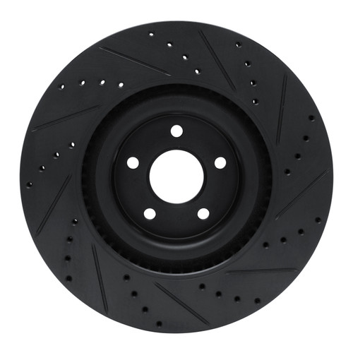 R1 16-18 Ford Focus Front Left Drilled & Slotted Black Brake Rotor