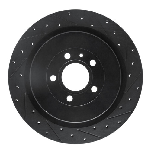 R1 13-14 Ford Mustang Rear Right Drilled & Slotted Black Brake Rotor