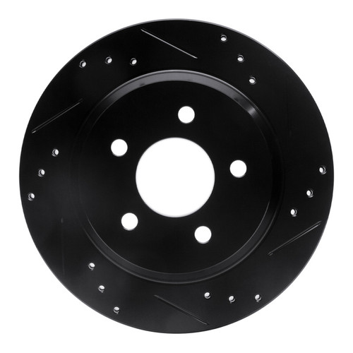 R1 94-04 Ford Mustang Rear Right Drilled & Slotted Black Brake Rotor