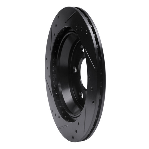 R1 94-04 Ford Mustang Rear Right Drilled & Slotted Black Brake Rotor