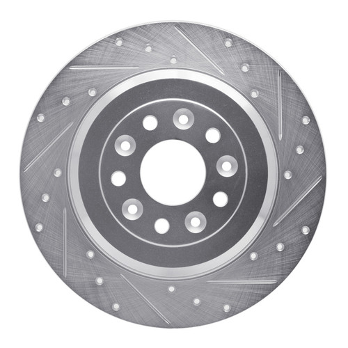 R1 05-19 Ford Five Hundred Rear Right Drilled & Slotted Silver Brake Rotor