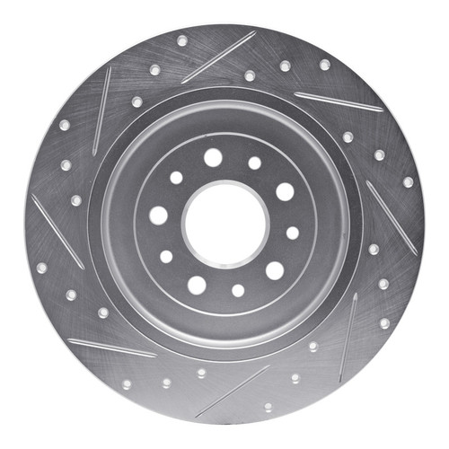 R1 05-19 Ford Five Hundred Rear Right Drilled & Slotted Silver Brake Rotor