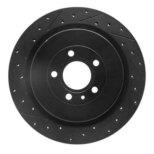 R1 13-14 Ford Mustang Rear Left Drilled & Slotted Black Brake Rotor