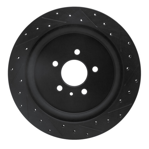 R1 13-14 Ford Mustang Rear Left Drilled & Slotted Black Brake Rotor