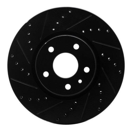 R1 13-20 Ford Special SERVICE POLICE Sedan Front Left Drilled & Slotted Black Brake Rotor