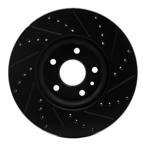 R1 13-20 Ford Special SERVICE POLICE Sedan Front Left Drilled & Slotted Black Brake Rotor