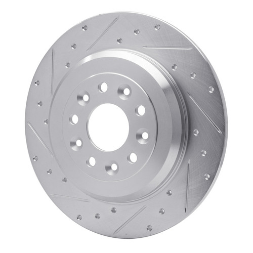 R1 05-19 Ford Explorer Rear Left Drilled & Slotted Silver Brake Rotor
