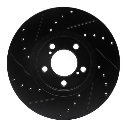 R1 93-07 Ford Taurus (Excl SHO) Front Right Drilled & Slotted Black Brake Rotor