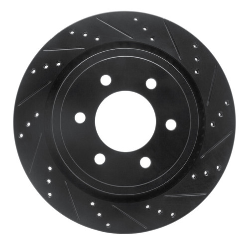 R1 15-17 Ford F-150 RWD Rear Right Drilled & Slotted Black Brake Rotor