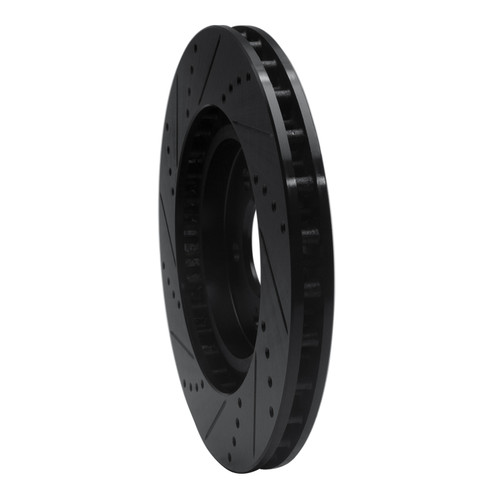 R1 94-04 Ford Mustang Front Right Drilled & Slotted Black Brake Rotor