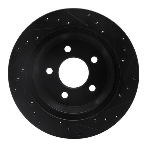 R1 94-04 Ford Mustang Rear Left Drilled & Slotted Black Brake Rotor